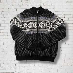 ASOS Snowflake Full Zip Black and White Men’s Knit Sweater